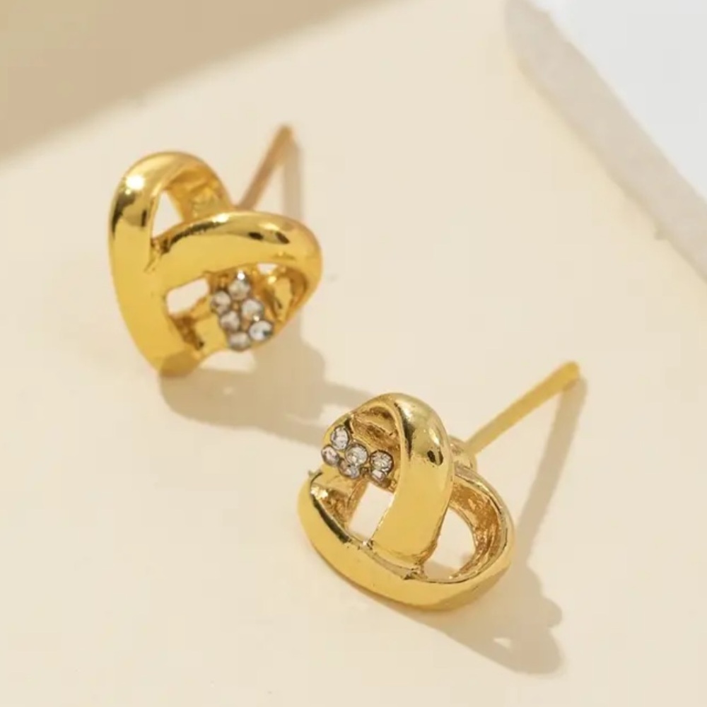 Gold Heart Stud Earrings